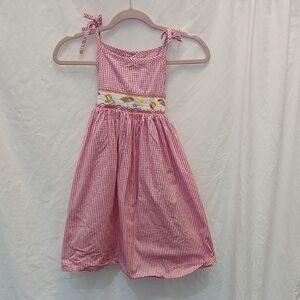 Marmellata Pink Checkered Dress with Embroidered Waist